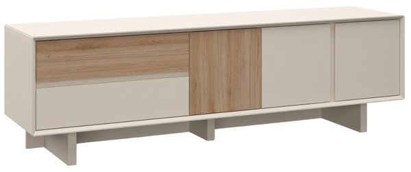 Marckeric Béžový TV stolek Carpi 180 x 45 cm s dubovým dekorem