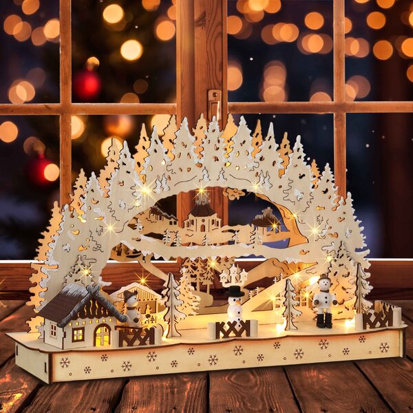 Vánoční LED oblouk CLEMENT, 45x12,5x28cm, přírodní hnědá Monzana