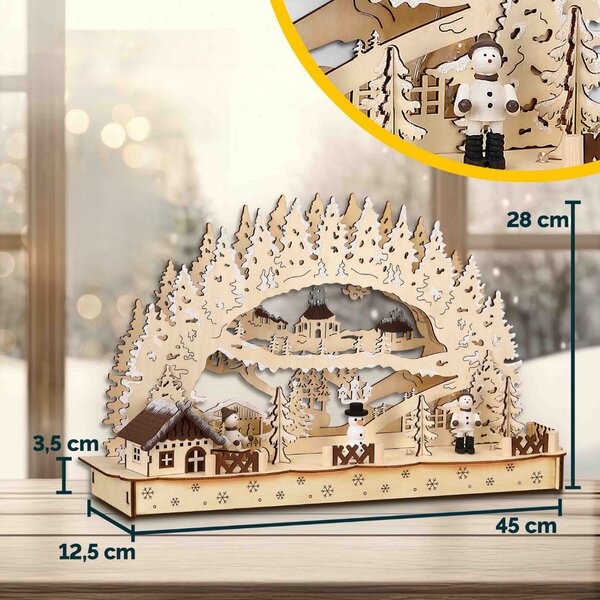 Vánoční LED oblouk CLEMENT, 45x12,5x28cm, přírodní hnědá Monzana