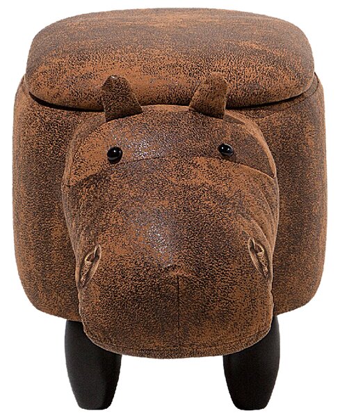 Zvířecí stolička s úložným prostorem HIPPO Hroch Umělá kůže Hnědá