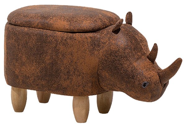 Zvířecí stolička s úložným prostorem RHINO Nosorožec Umělá kůže Světle hnědá