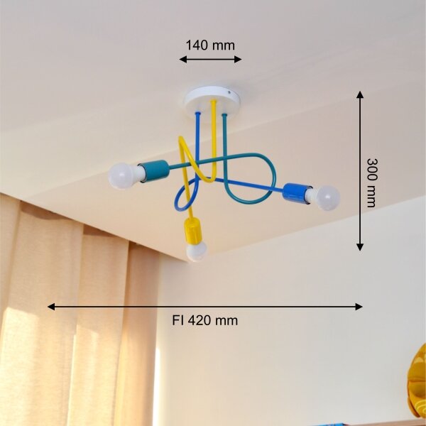 LED Dětský přisazený lustr OXFORD 3xE27/15W/230V