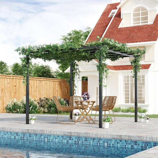 OUTSUNNY Kovová zahradní pergola samostatně stojící 250 x 230 x 250 cm černá