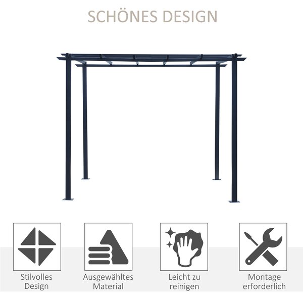 OUTSUNNY Kovová zahradní pergola samostatně stojící 250 x 230 x 250 cm černá