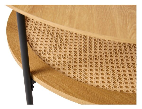 Kulatý konferenční stolek v dekoru dubu v přírodní barvě ø 80 cm Pensacola – Unique Furniture