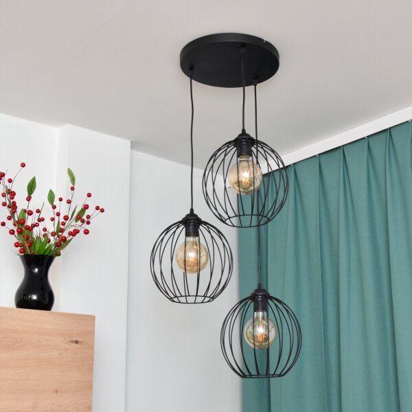 LED Lustr na lanku MERCURE 3xE27/15W/230V pr. 50 cm černá
