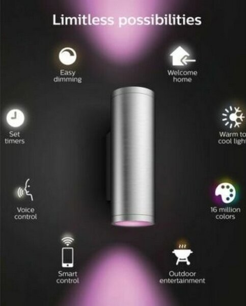 Philips 17463/47/P7 - LED RGBW Venkovní svítidlo Hue APPEAR 2xLED/8W/230V IP44