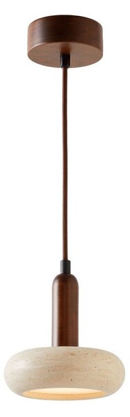 Hnědé/béžové LED závěsné svítidlo s kamenným stínidlem ø 15 cm Karo – Opviq lights