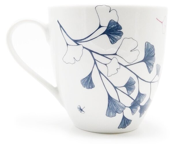 Porcelánový hrnek Ateliér Dorda Ginkgo, bílý, český porcelán, autorská ilustrace, 670 ml
