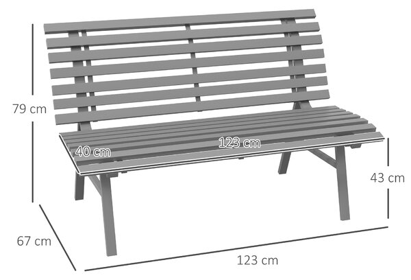 OUTSUNNY Zahradní lavička KLASIK dvoumístná hliníková 123 x 67 x 79 cm šedá