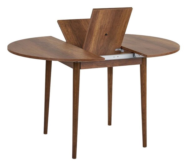 Kulatý rozkládací jídelní stůl s přídavnou deskou v dekoru ořechu ø 100 cm Viona – Kalune Design