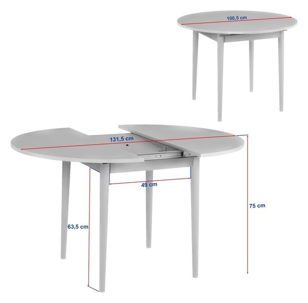 Kulatý rozkládací jídelní stůl s přídavnou deskou v dekoru ořechu ø 100 cm Viona – Kalune Design