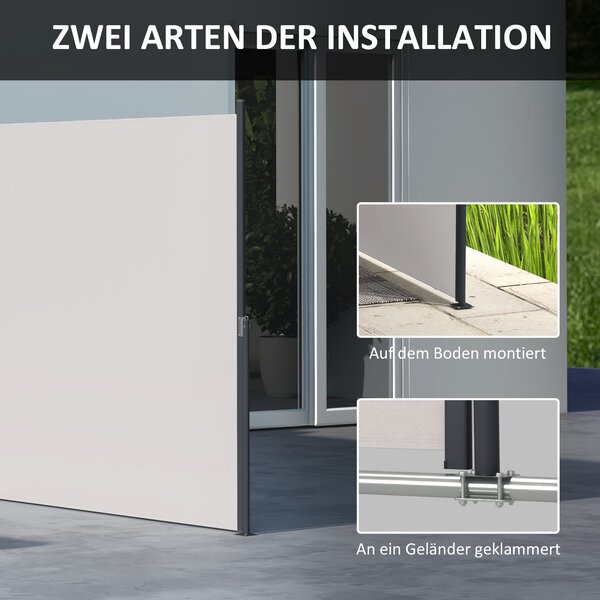 OUTSUNNY Boční výsuvná markýza 300 x 140 cm světle šedá