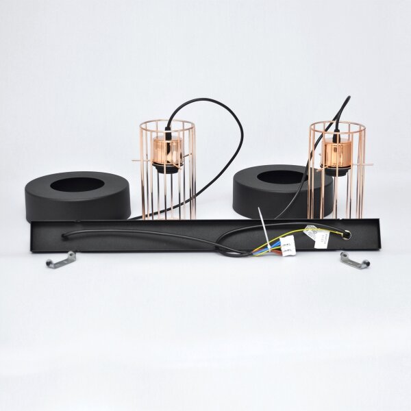 LED Lustr na lanku VOLTA 2xE27/15W/230V černá/rose gold