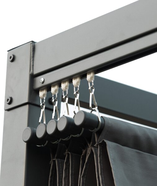 OUTSUNNY Volně stojící kovová pergola se stahovací plátěnou střechou 400 x 300 cm šedá