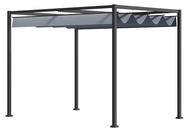 OUTSUNNY Volně stojící kovová pergola se stahovací plátěnou střechou 400 x 300 cm šedá
