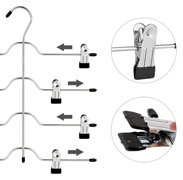 SONGMICS Ramínko na kalhoty 4 řady s klipy 3ks 32 cm stříbrná