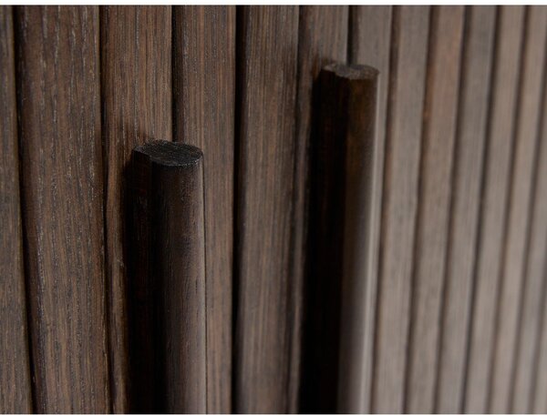 Skříňka v dekoru dubu s posuvnými dveřmi v tmavě přírodní barvě 100x118x40 cm Meta – Unique Furniture