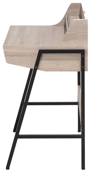 Psací stůl s regálem BROXTON 77 cm 46 cm se zásuvkami Světle hnědá