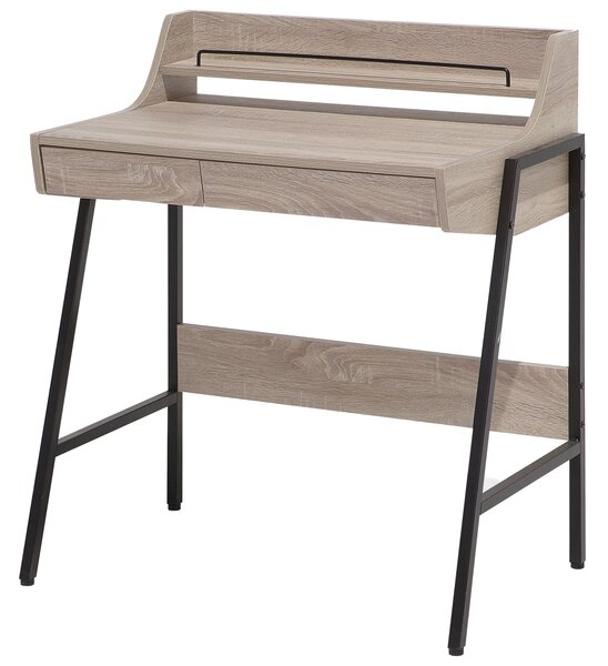 Psací stůl s regálem BROXTON 77 cm 46 cm se zásuvkami Světle hnědá