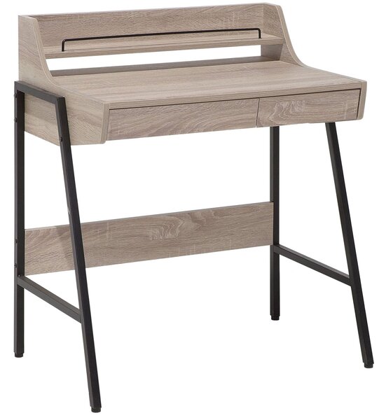 Psací stůl s regálem BROXTON 77 cm 46 cm se zásuvkami Světle hnědá