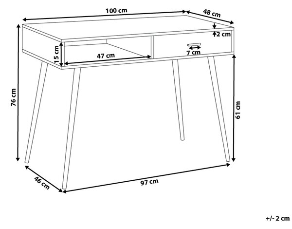 Pracovní stůl DEORA 100 cm 48 cm se zásuvkami Světle hnědá