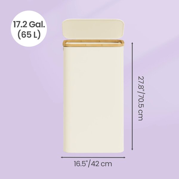 SONGMICS Prádelní koš skládací s víkem oxfordská tkanina 65 l vyjímatelná vložka 42 x 71 x 23 cm krémová