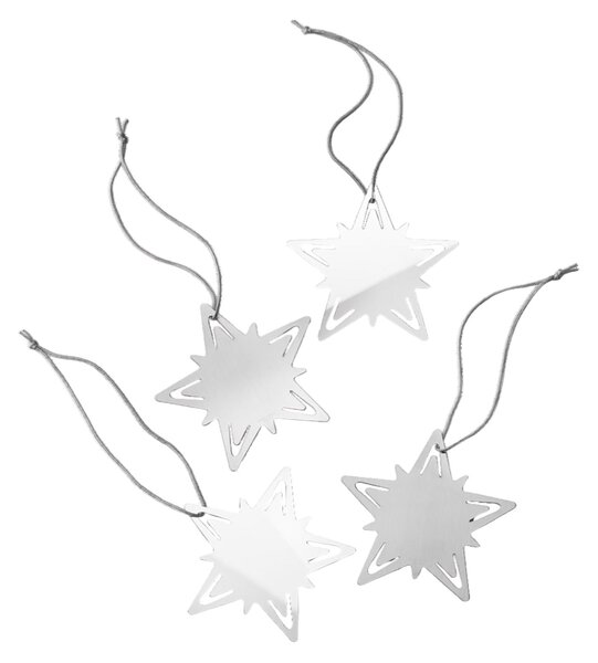 Znovupoužitelné jmenovky na dárky Star Silver – set 4 ks