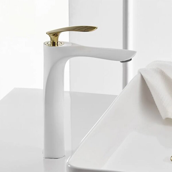 Umyvadlová baterie REA ORBIT vysoká bílá/zlatá