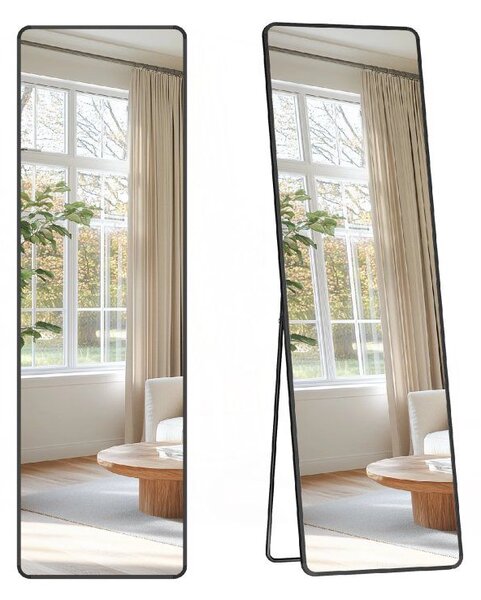 SONGMICS Stojací zrcadlo s černým rámem obdélník 150 x 40cm černá