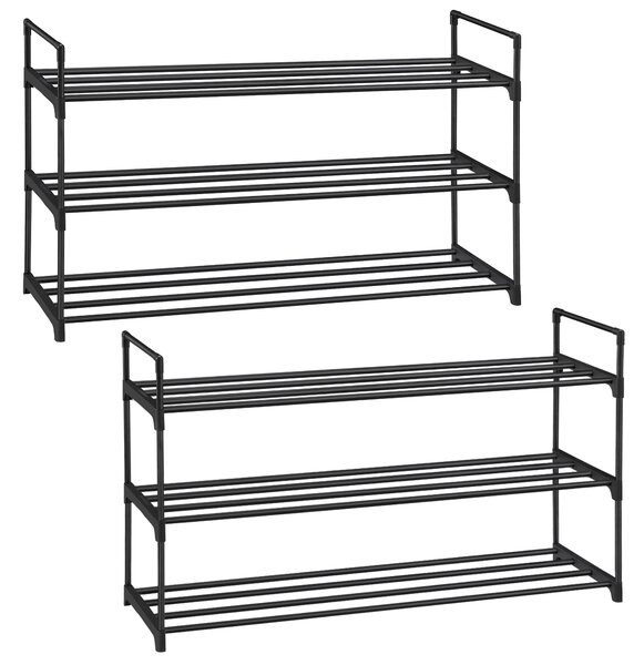 SONGMICS Sada 2 skládacích kovových botníků na 12–15 párů bot 92 x 54 x 30 cm černý