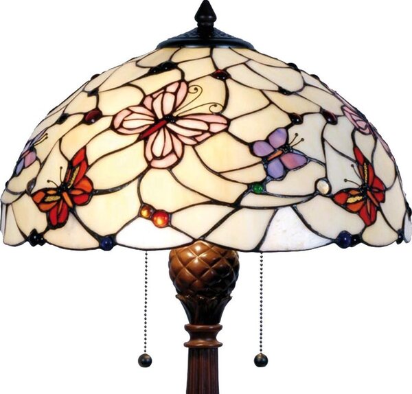 Stolní lampa Tiffany Butterfly Garden - Ø 41*60 cm 2x E27 / Max 60w - Clayre & Eef