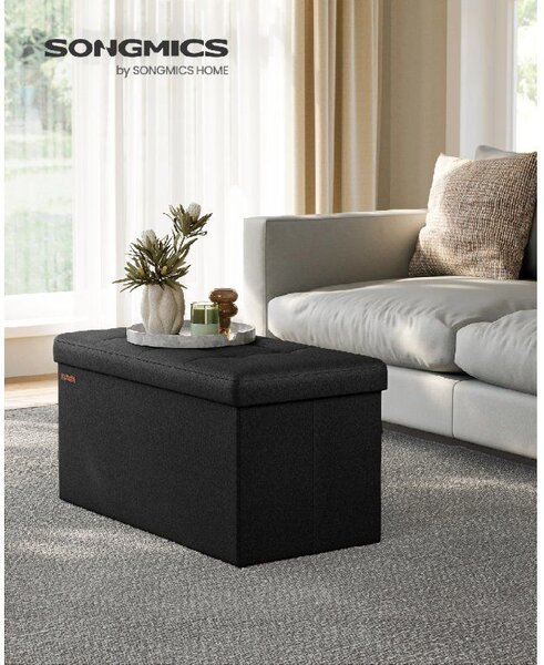 SONGMICS Taburet s úložným prostorem nosnost 300 kg 89 l 76 x 38 x 38 cm černá