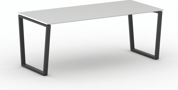 Kancelářský stůl PRIMO IMPRESS, 200x90 cm, černá podnož, bílá