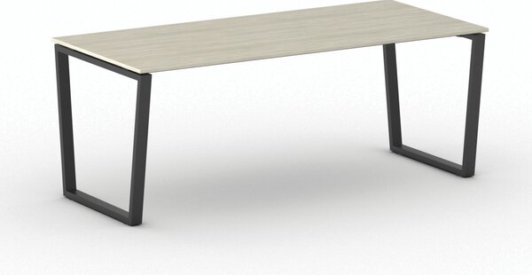 Kancelářský stůl PRIMO IMPRESS, 200x90 cm, černá podnož, dub přírodní