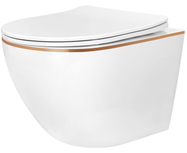 Sada: WC mísa CARLO Mini + bidet CARLO Mini bílý se zlatým okrajem