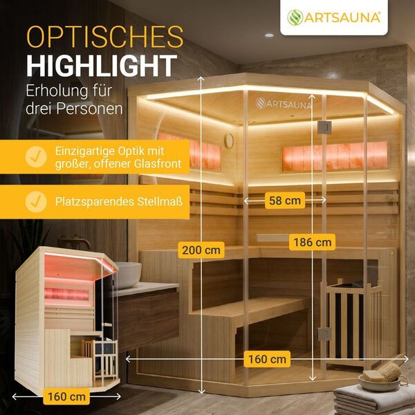 Domácí sauna pro 3 osoby 160 x 160 x 200 cm