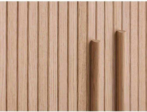 Skříňka v dekoru dubu s posuvnými dveřmi ve světle přírodní barvě 100x118x40 cm Meta – Unique Furniture