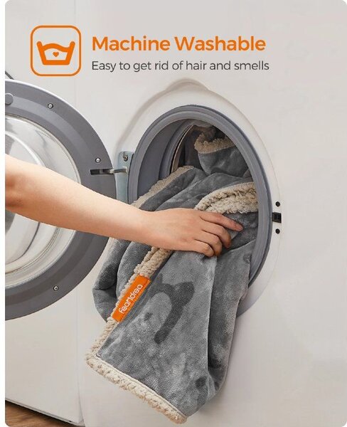 FEANDREA Nepromokavá deka pro psy a kočky vel. M pratelná 101 x 73 cm šedá