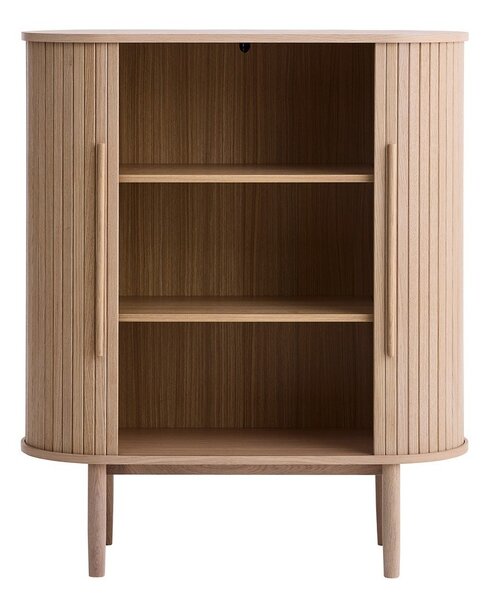 Skříňka v dekoru dubu s posuvnými dveřmi ve světle přírodní barvě 100x118x40 cm Meta – Unique Furniture