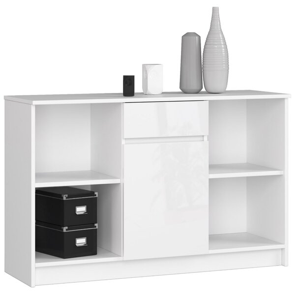 Ak furniture Rohový psací stůl B-17 s komodou bílý lesk