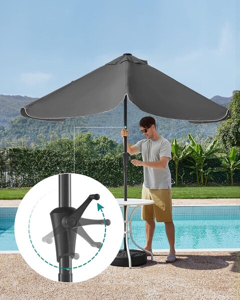 SONGMICS Slunečník 200 x 150 cm šedý