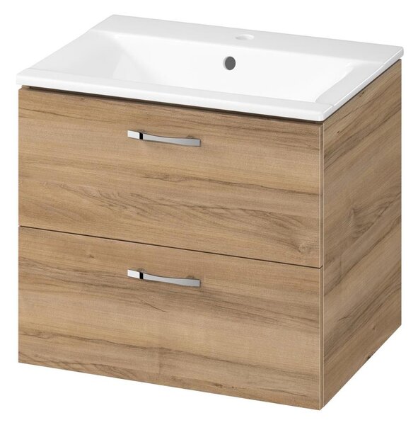 Cersanit S801-457 - Závěsná koupelnová skříňka s umyvadlem NIKO 60x45 cm ořech