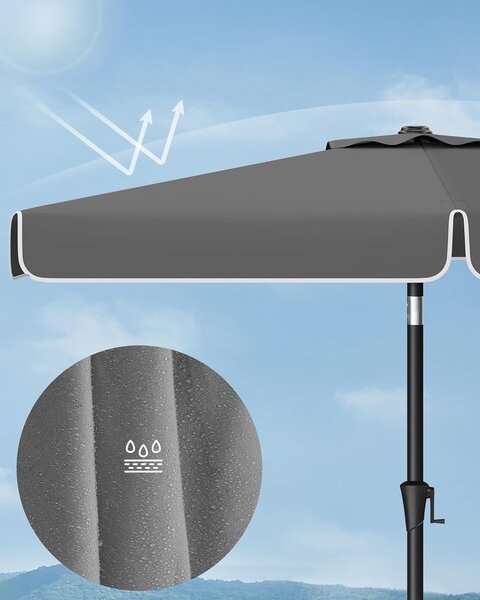 SONGMICS Slunečník 200 x 150 cm šedý