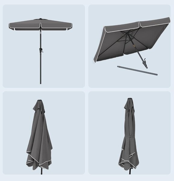 SONGMICS Slunečník 200 x 150 cm šedý
