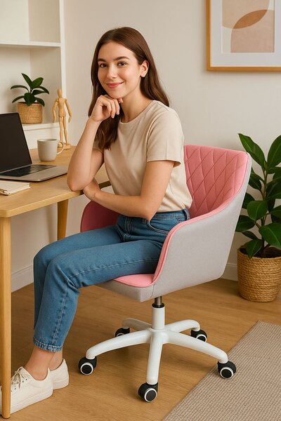 Vikio Pracovní křeslo růžová látka VKZ100R