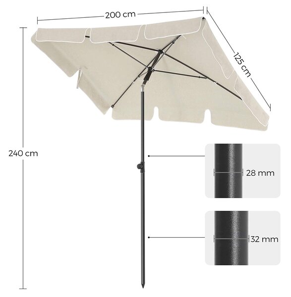 SONGMICS Slunečník 200 x 125 cm béžový