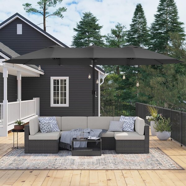 SONGMICS Dvojitý slunečník 460 x 270 cm šedý