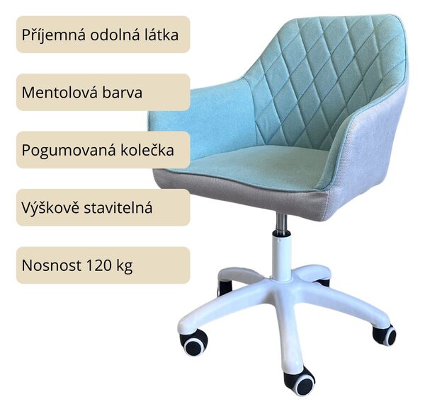 Vikio Pracovní křeslo mentolová látka VKZ100M