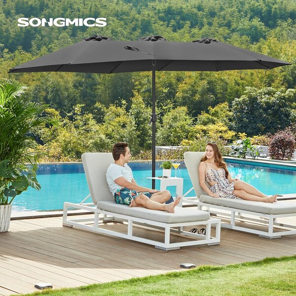 SONGMICS Dvojitý slunečník 460 x 270 cm šedý